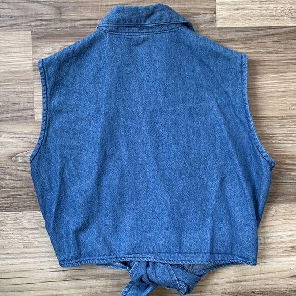 Vintage Gitano Denim Jean Crop Top Shirt Button Up S Small Blue Croptop Classic - Picture 5 of 7